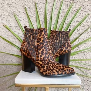 MARC FISHER NWOT Leopard Calf Hair Ankle Boots